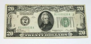 1928 20 Us Dollars Green Seal Federal Reserve Bank Of York Gold Note,  Bill