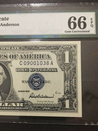 1957 Fr 1619 $1 Dollar Silver Certificate Pmg 66 Epq