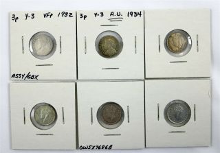 Six (6) Rhodesia 3p Coins: 