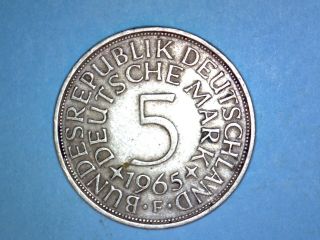 Germany,  Federal Republic - 5 Mark - 1965 F - Km 112.  1 - 0.  6250 Silver