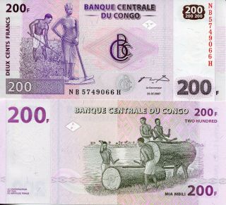 Congo D.  R.  200 Francs Banknote World Paper Currency Money P99 Bill Africa Note