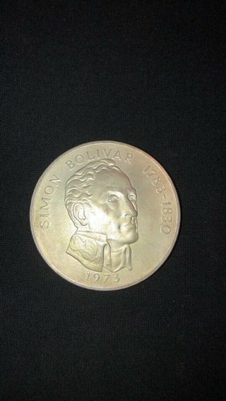 1973 Republica De Panama - 20 Balboas Silver - Simon Bolivar 1783 - 1830 Coin