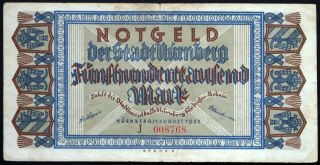 Nuremberg (nÜrnberg) 1923 500,  000 Mark Inflation Notgeld Germany Nurnberg