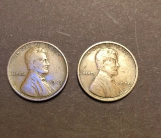 1909 Vdb And 1909 P Lincoln Cents.  2 Coins First Year.  Both Grade Fine.