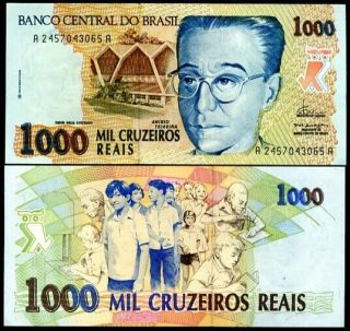 Brazil 1000 1,  000 Cruzeiros 1993 P 240 Unc Nr