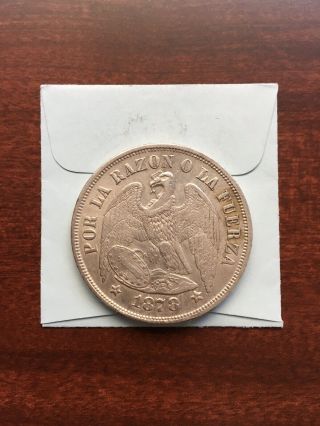 1878 Chile Un Peso Silver Coin Details
