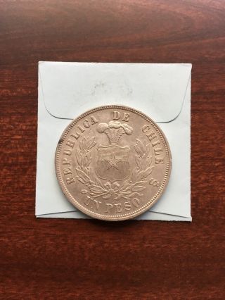 1878 Chile Un Peso Silver Coin Details 2