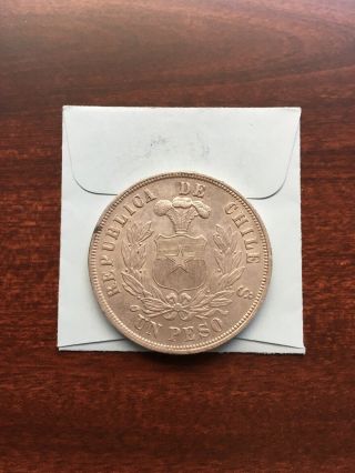 1878 Chile Un Peso Silver Coin Details 3