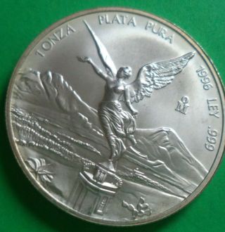 1996 Silver Mexican Libertad 1 Oz.  999 Fine Silver Round (key Date)