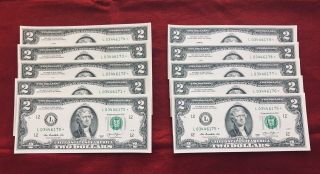 ✯ 2013 2$ ✯ Two Dollars Bills - 10 Consecutive Star Notes Gem San Francisco