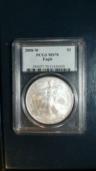 2008 W American Silver Eagle Pcgs Ms70 Perfect $1 Coin Starts At 99 Cents
