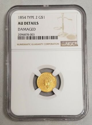 1854 Type 2 Gold Indian Princess $1 One Dollar Ngc Certified Au Details