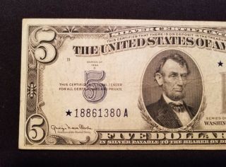 West Point Coins 1934 D $5 Silver Certificate ' Star ' Large Blue Seal Note 3