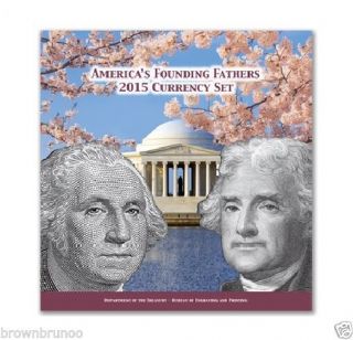 2015 America’s Founding Fathers Currency Set York 2013 $1 2009 $2 In Hand