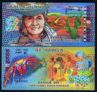 Equatorial Territories,  Isabela Island (galapagos) 10 E Francs Polymer 2014,  Unc