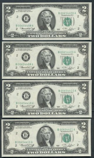 $2.  00 Frn - York,  1976,  Fr.  1935b,  4 Consecutive Notes,  Choice Unc