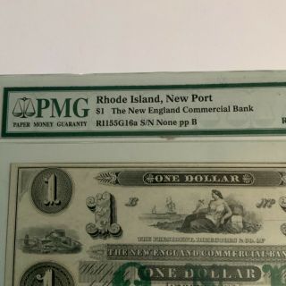1800 ' s $1 England Commercial Bank Rhode island,  Port PMG 64 EPQ 2