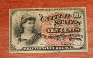 Fr.  1261 10¢ Ten Cents Fourth Issue U.  S.  Fractional Currency Note