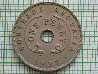 Southern Rhodesia George Vi 1937 Penny,  Unc