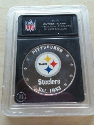 2015 Pittsburgh Steelers Nfl Silver Fiji Dollar Authenticated (sr - 4)