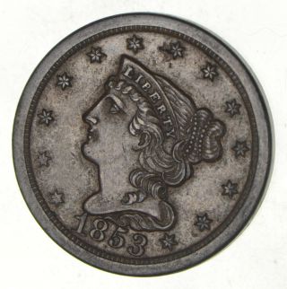 1853 Braided Hair Half Cent 2852
