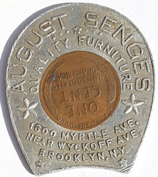 1929 Lincoln One Cent,  Brooklyn,  York.  August Senges Quality Furniture Token