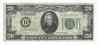 1928 B $20.  00 Federal Reserve Note = Cleveland = Redeemable In Gold On Demand =1