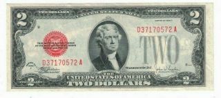 1928 F United States $2 Two Dollar Bill Red Seal Da Block Currency Note H7170572