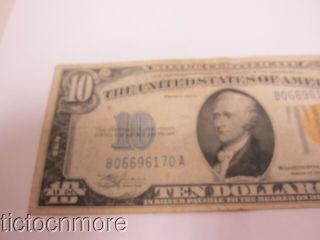 US 1934 A $10 DOLLAR NORTH AFRICA SILVER CERTIFICATE GOLD SEAL NOTE B06696170A 2