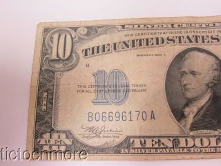 US 1934 A $10 DOLLAR NORTH AFRICA SILVER CERTIFICATE GOLD SEAL NOTE B06696170A 3