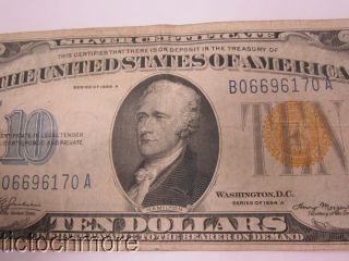 US 1934 A $10 DOLLAR NORTH AFRICA SILVER CERTIFICATE GOLD SEAL NOTE B06696170A 4