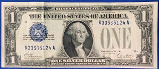 1928 A $1 Silver Certificate Funny Back One Dollar Blue Seal Currency