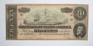 Civil War 1864 $20.  00 Confederate States Horse Blanket Note 710