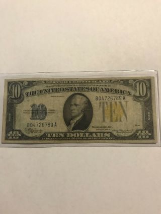 1934 A $10 North Africa Silver Certificate Note