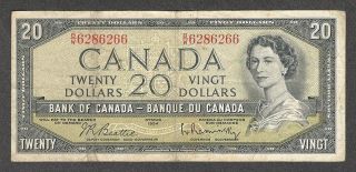1954 $20.  00 Bc - 41b F Bank Of Canada Elizabeth Ii Canada Twenty Dollars