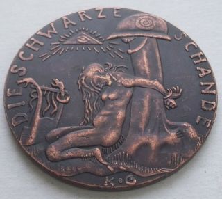 1920 Die Wacht Am Rhein Die Schwarze Schande German Weimar Exonumia Medal Token