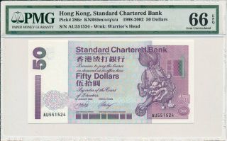 Standard Chartered Bank Hong Kong $50 2002 S/no 55x5xx Pmg 66epq