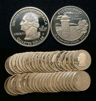 Roll Of 40 2009 - S Proof Puerto Rico 90 Silver Quarters