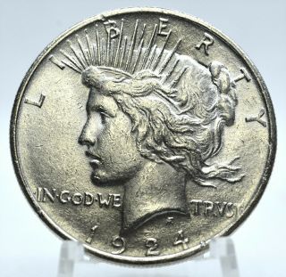 1924 Silver Peace Dollar - Au/bu