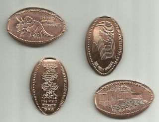 4 Copper Elongated Pennies (cents) Field Museum Chicago Il Machine 19