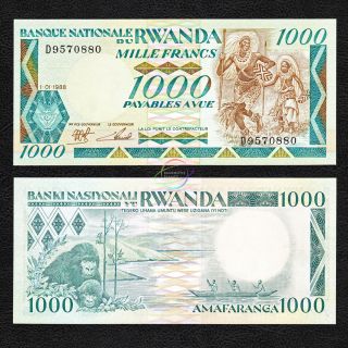 Rwanda 1000 1,  000 Francs 1988 P - 21 Unc Uncirculated