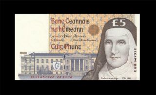 22.  10.  1996 Central Bank Of Ireland 5 Pounds ( (gem Unc))
