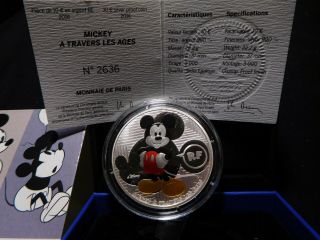 N75 France 2016 Monnaie De Paris Silver €10 Mickey Mouse Proof W/ Box &
