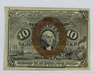 1863 2nd Issue 10c Fractional Currency Washington Fr.  1244 No Surcharges