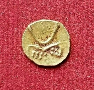 Dutch South India (1663 - 1724) Cochin Viraraya Gold Fanam (coin) 0.  39 Grams