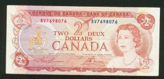 1974 Bank Of Canada $2 Two Dollars Lawson Bouey Prefix Bv