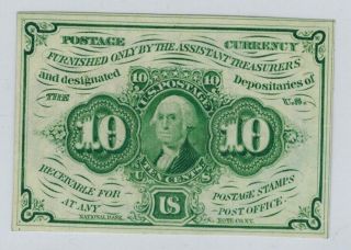 1863 1st Issue 10c Fractional Currency Washington Fr.  1242 Straight Edges Abnco