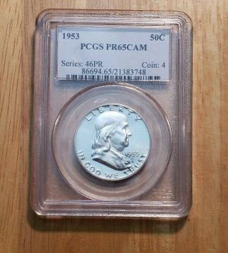 Pcgs Pr65cam 1953 Franklin Proof Silver Half Dollar - - Proof 65 Cameo