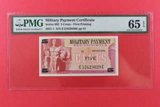 Military Payment Certificate Series 692 5c Pmg 65 Epq Little Note