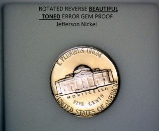 1960 Error Rotated Reverse Jefferson Nickel Gem Proof Toned Coin Nr